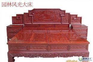 紅木家具的藝術魅力 園林風光床的獨特韻味
